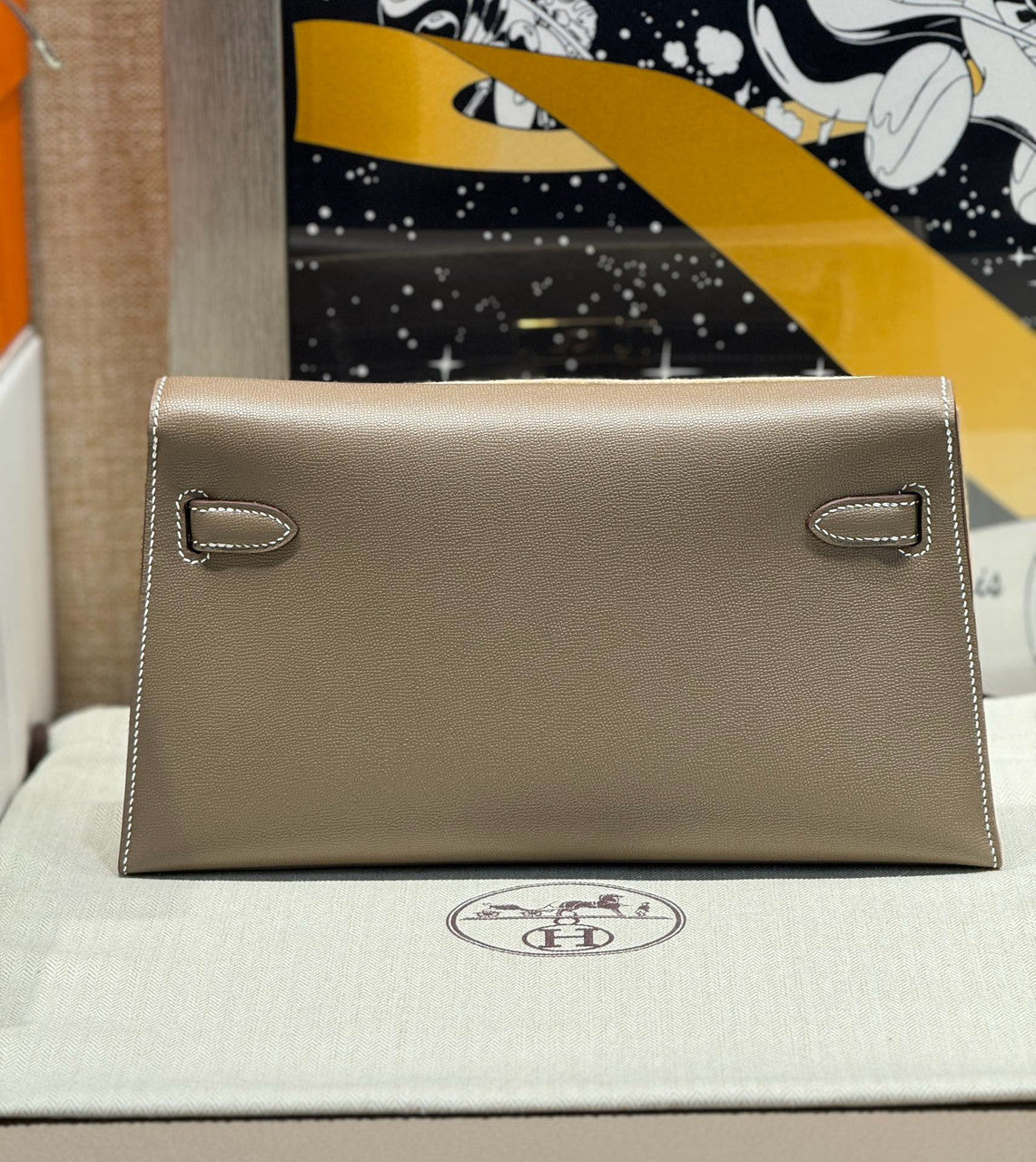 Hermes Kelly Elan Shoulder Strap Bag Etoupe