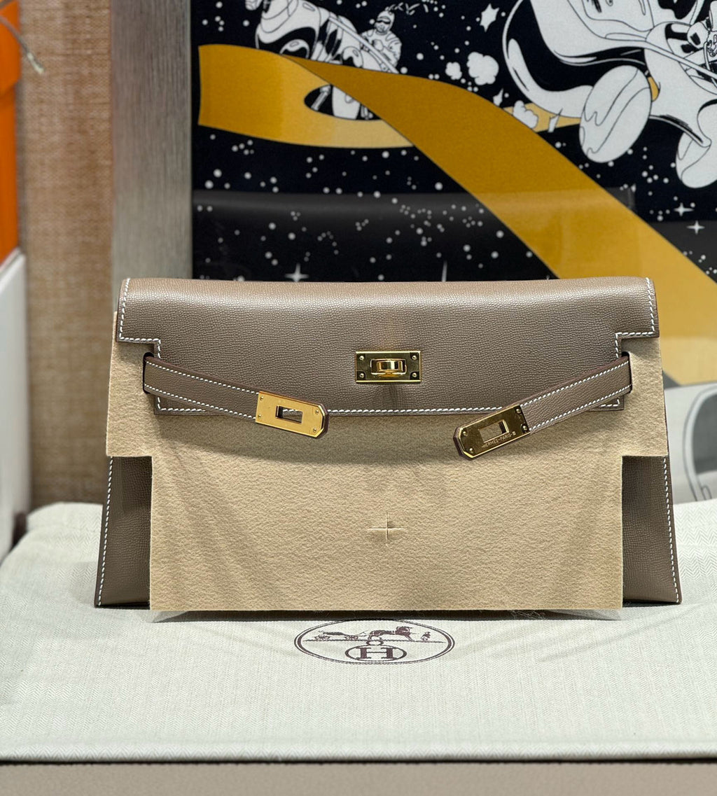 Hermes Kelly Elan Shoulder Strap Bag Etoupe