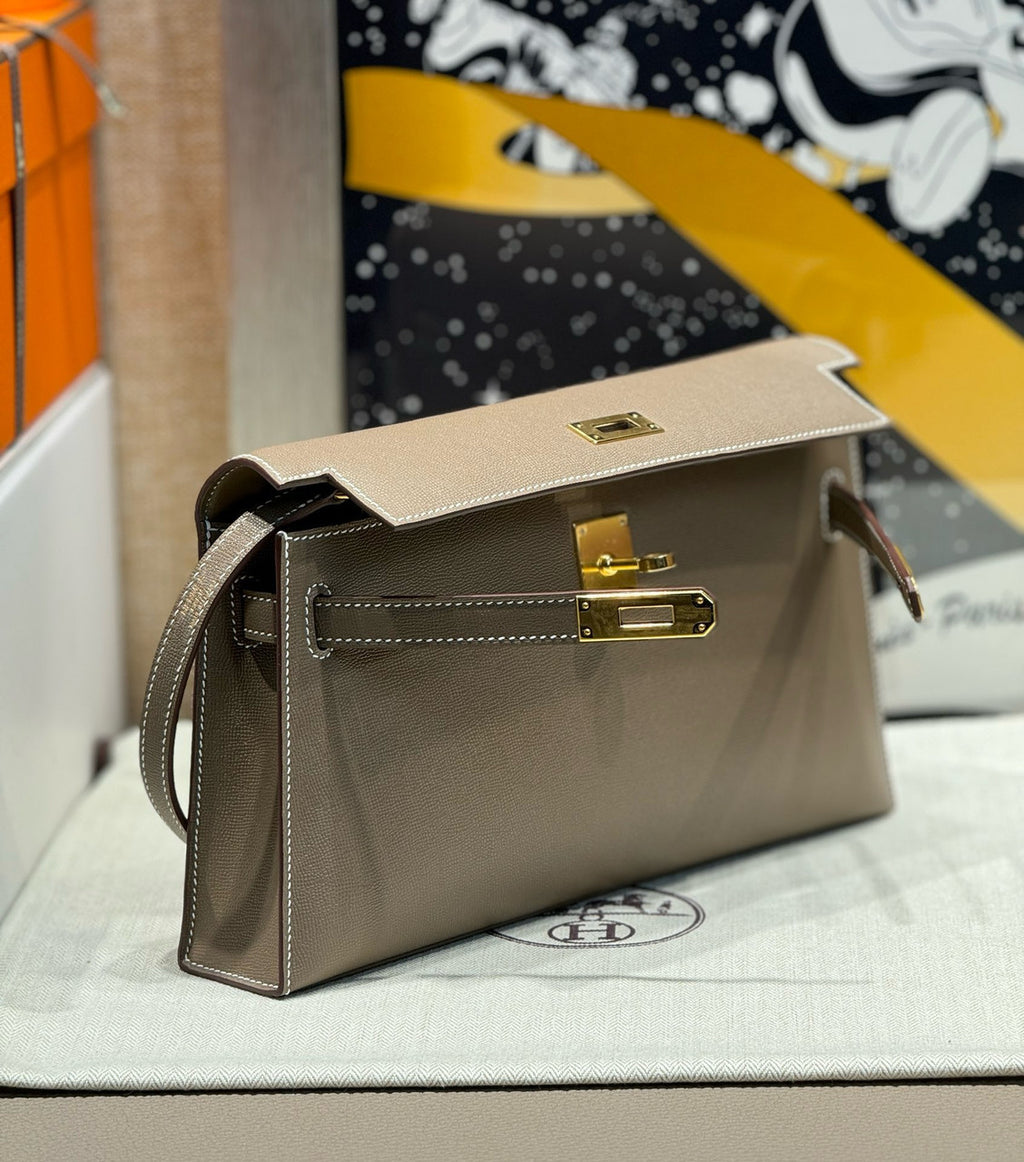 Hermes Kelly Elan Shoulder Strap Bag Etoupe