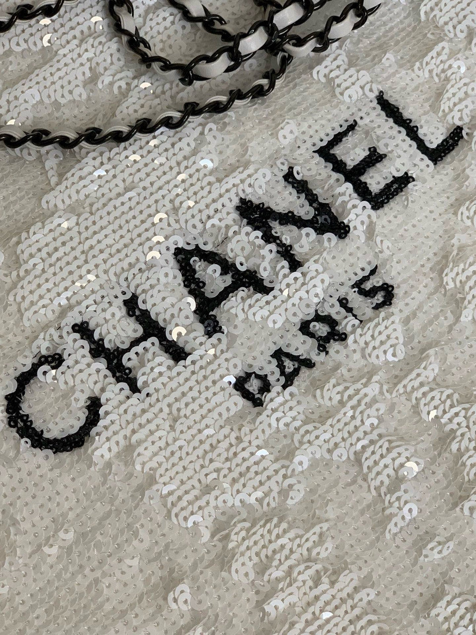 Chanel Sequins Shopping Bag White SS2024