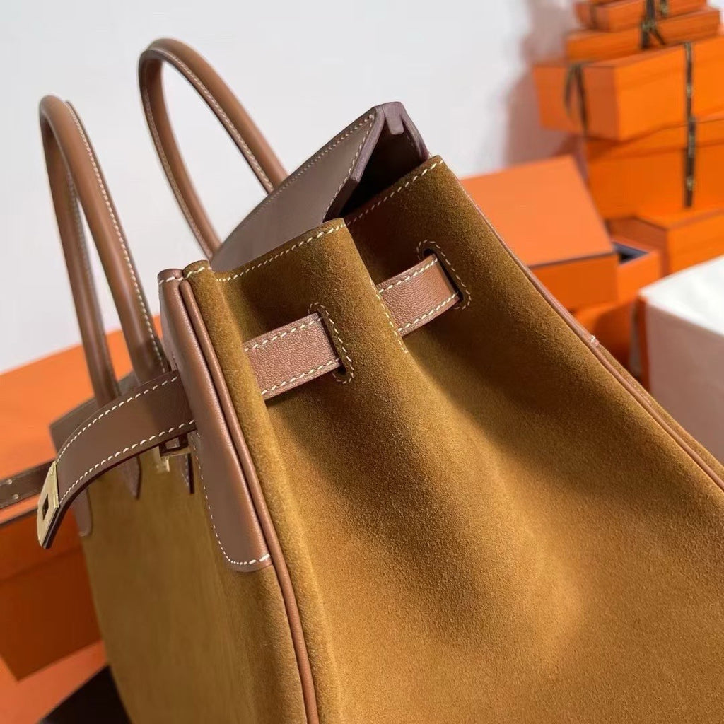HERMES LIMITED EDITION SUEDE BIRKIN 30 BAG RARE GOLD DOBLIS GOLD HARDWARE Hermes