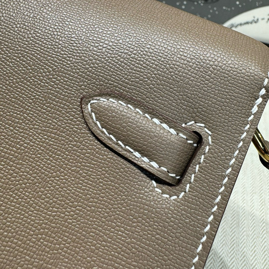 Hermes Kelly Elan Shoulder Strap Bag Etoupe