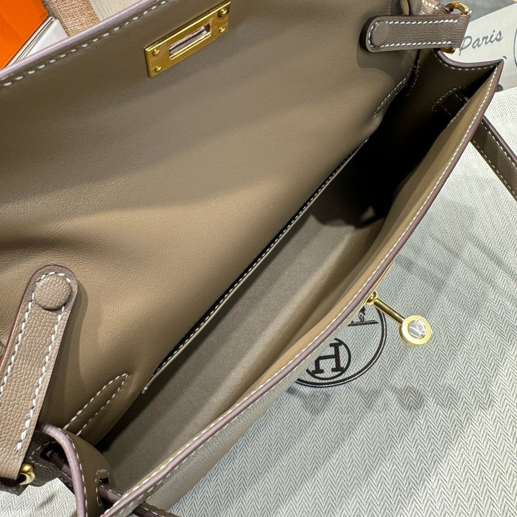 Hermes Kelly Elan Shoulder Strap Bag Etoupe