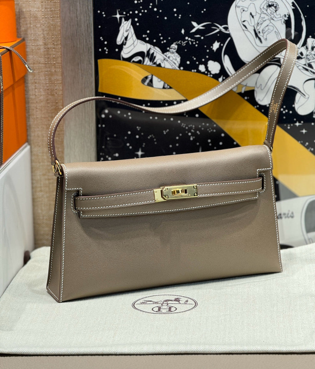 Hermes Kelly Elan Shoulder Strap Bag Etoupe
