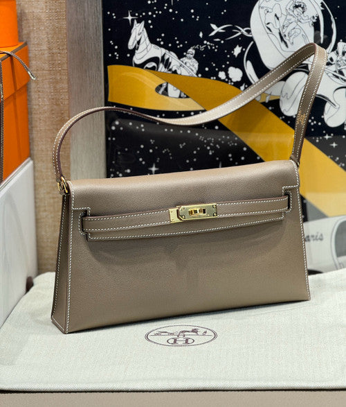 Hermes Kelly Elan Shoulder Strap Bag Etoupe