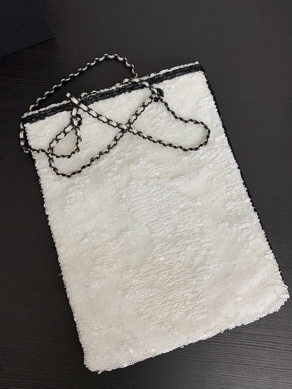 Chanel Sequins Shopping Bag White SS2024