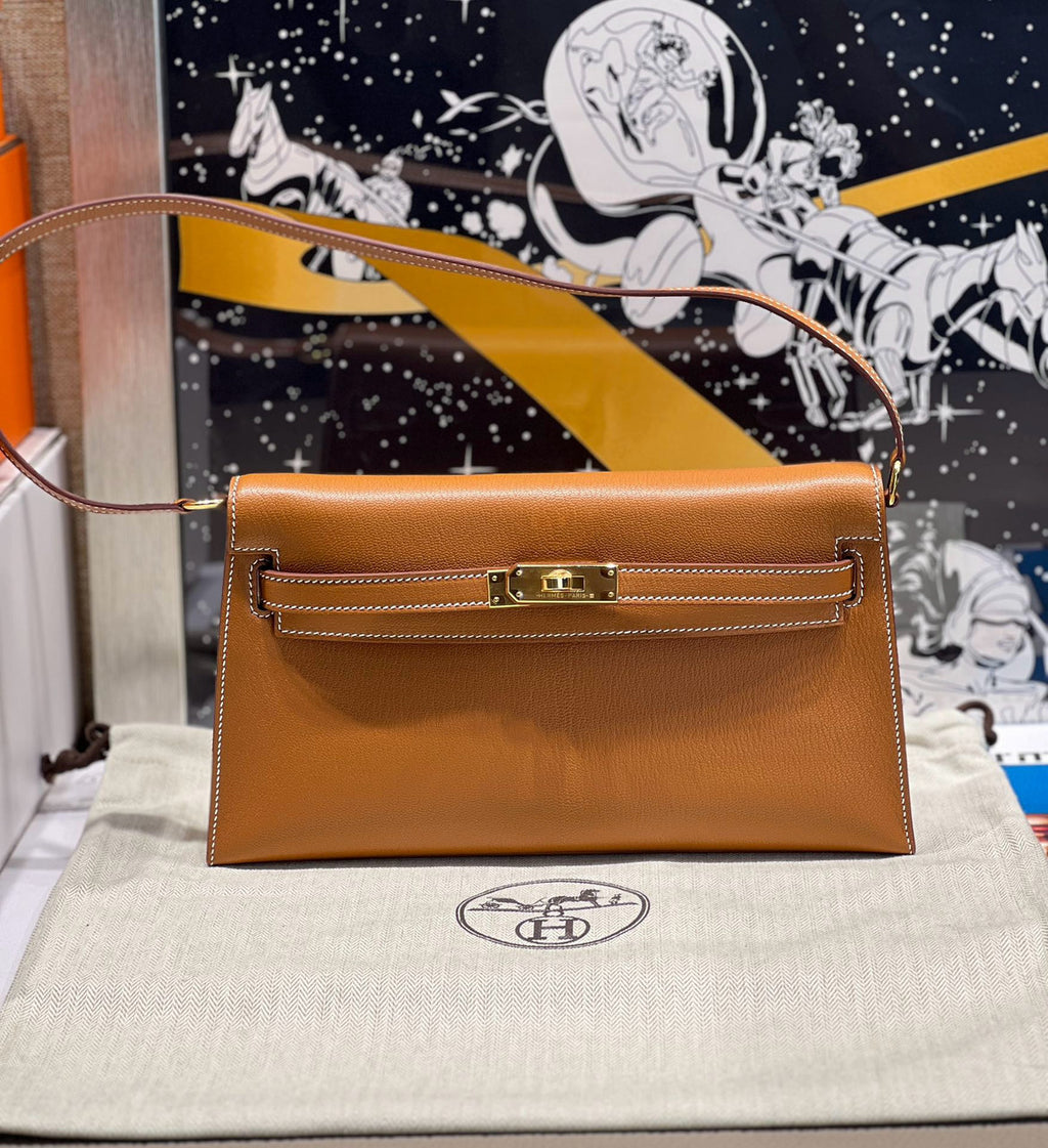 Hermes Kelly Elan bag Sellier Gold Chevre chamkila goatskin Gold hardware