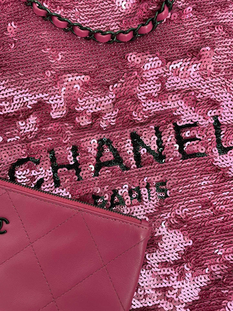 Chanel Sequins Shopping Bag Dark Pink SS2024