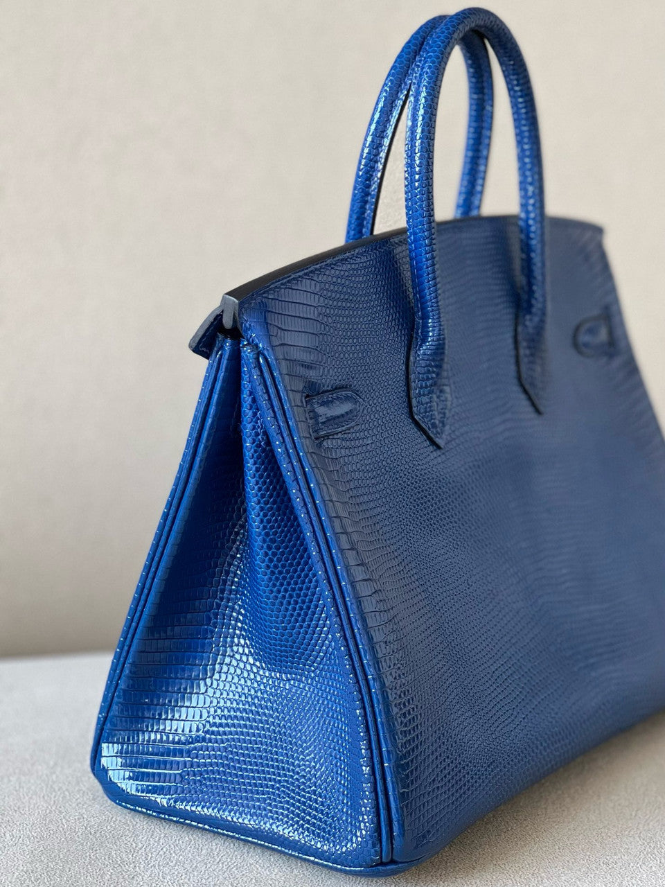 Hermes Bleu saphir Lizard Birkin Bag 25cm Gold Hardware