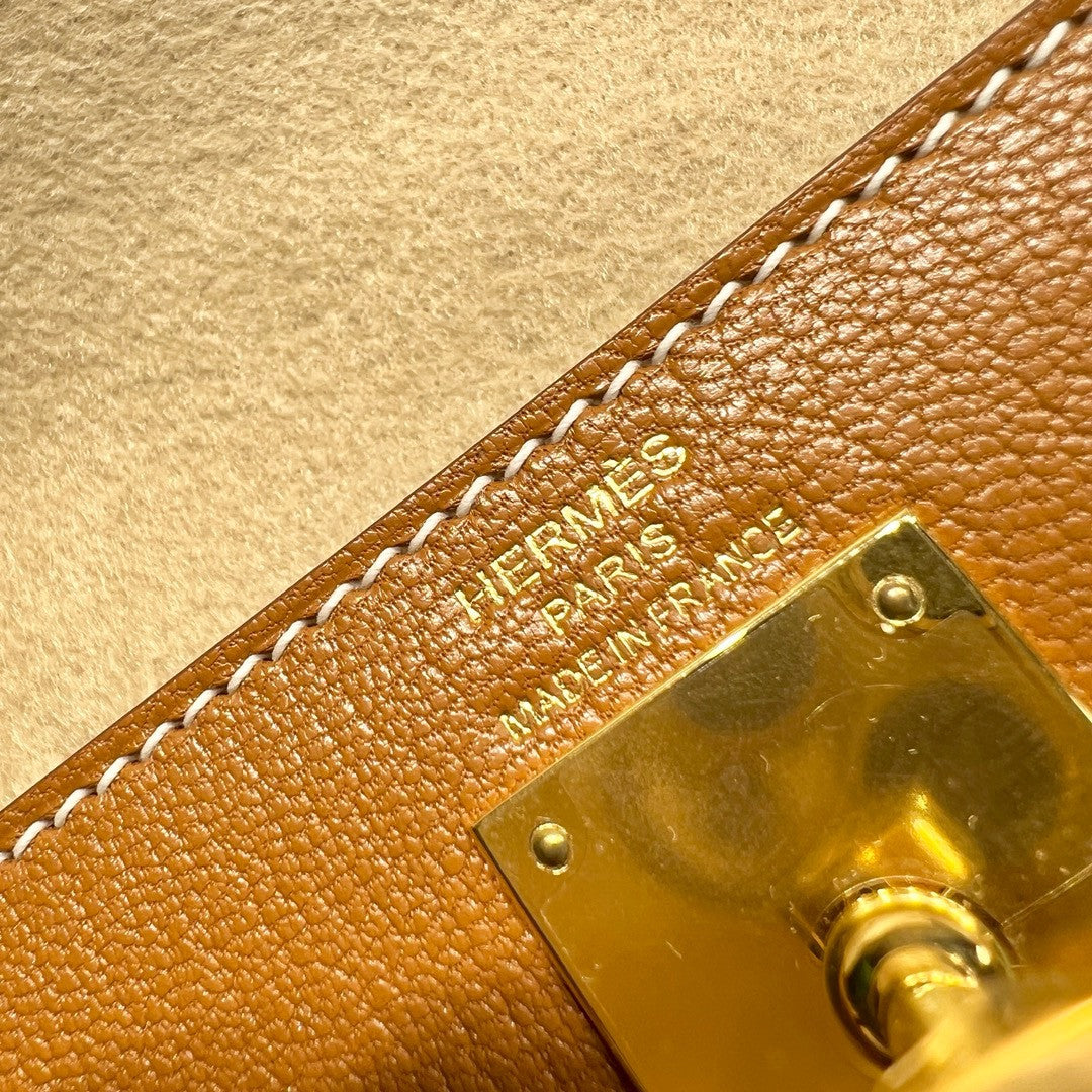 Hermes Kelly Elan bag Sellier Gold Chevre chamkila goatskin Gold hardware