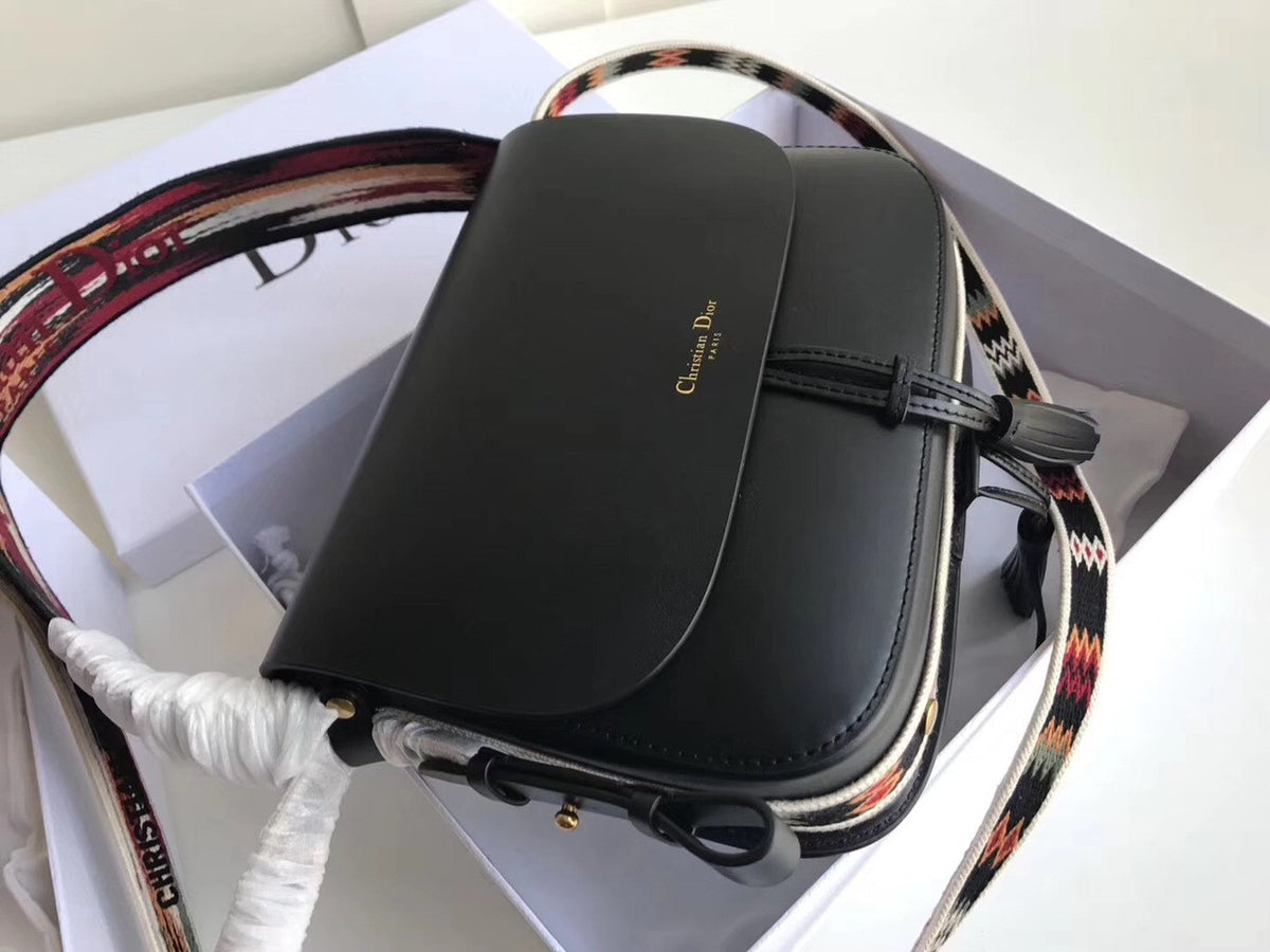 Christian Dior DIORODEO CALFSKIN FLAP BAG Black