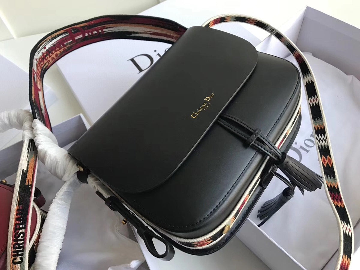 Christian Dior DIORODEO CALFSKIN FLAP BAG Black