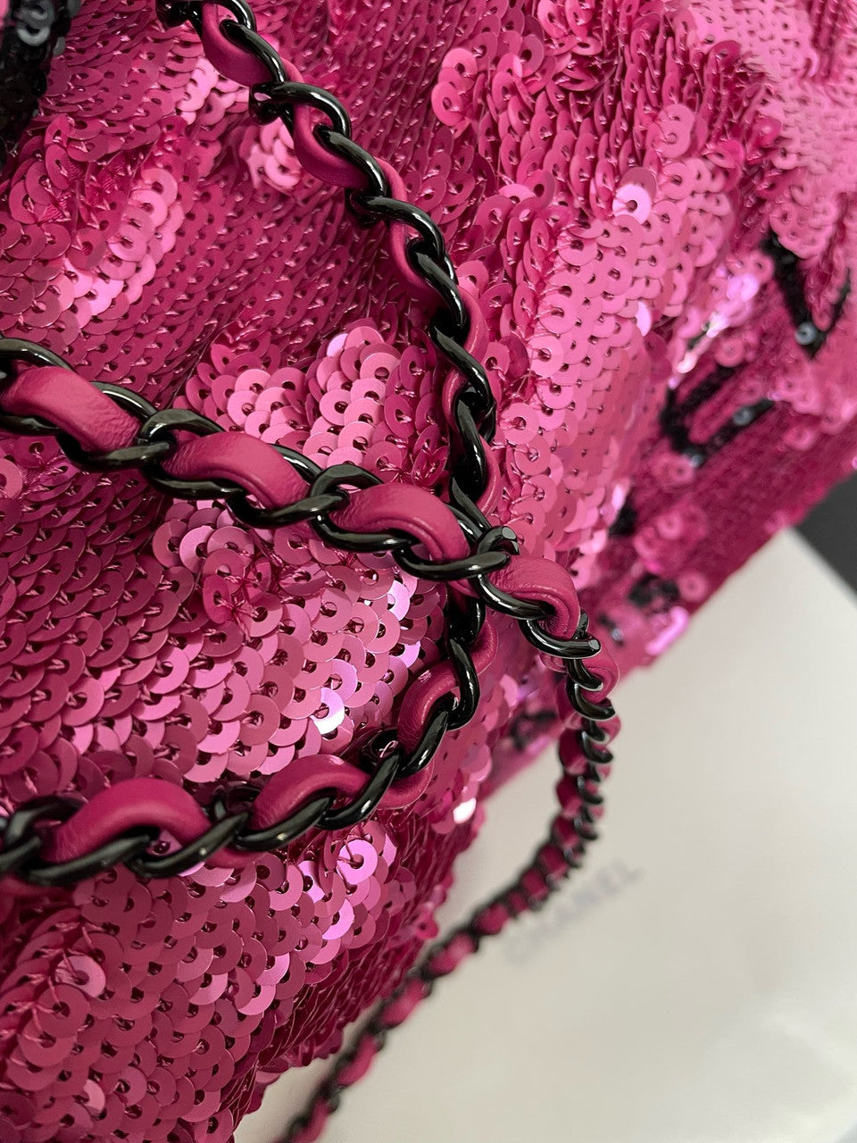 Chanel Sequins Shopping Bag Dark Pink SS2024