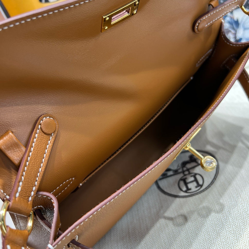 Hermes Kelly Elan bag Sellier Gold Chevre chamkila goatskin Gold hardware