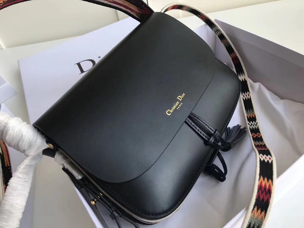 Christian Dior DIORODEO CALFSKIN FLAP BAG Black