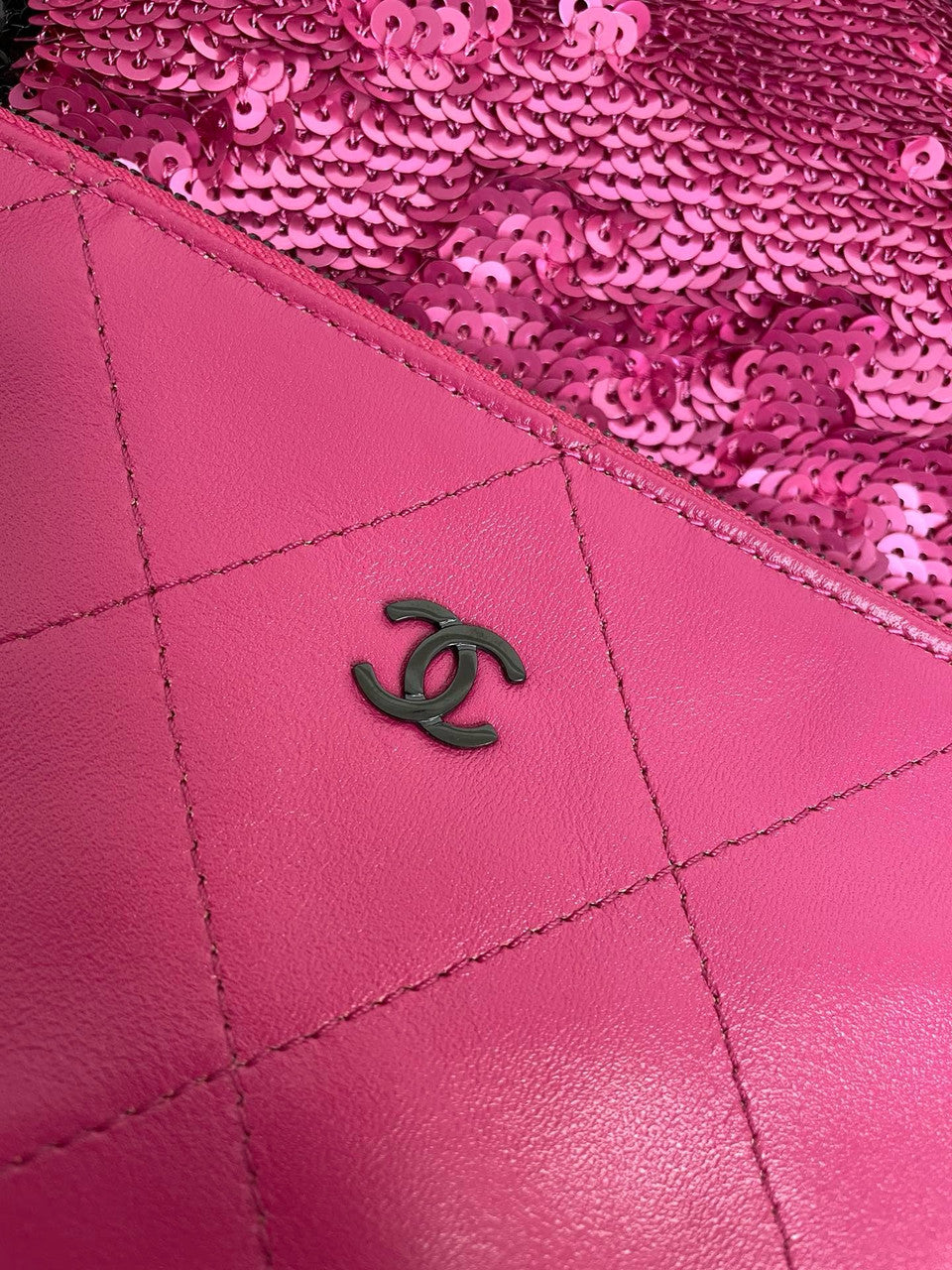 Chanel Sequins Shopping Bag Dark Pink SS2024