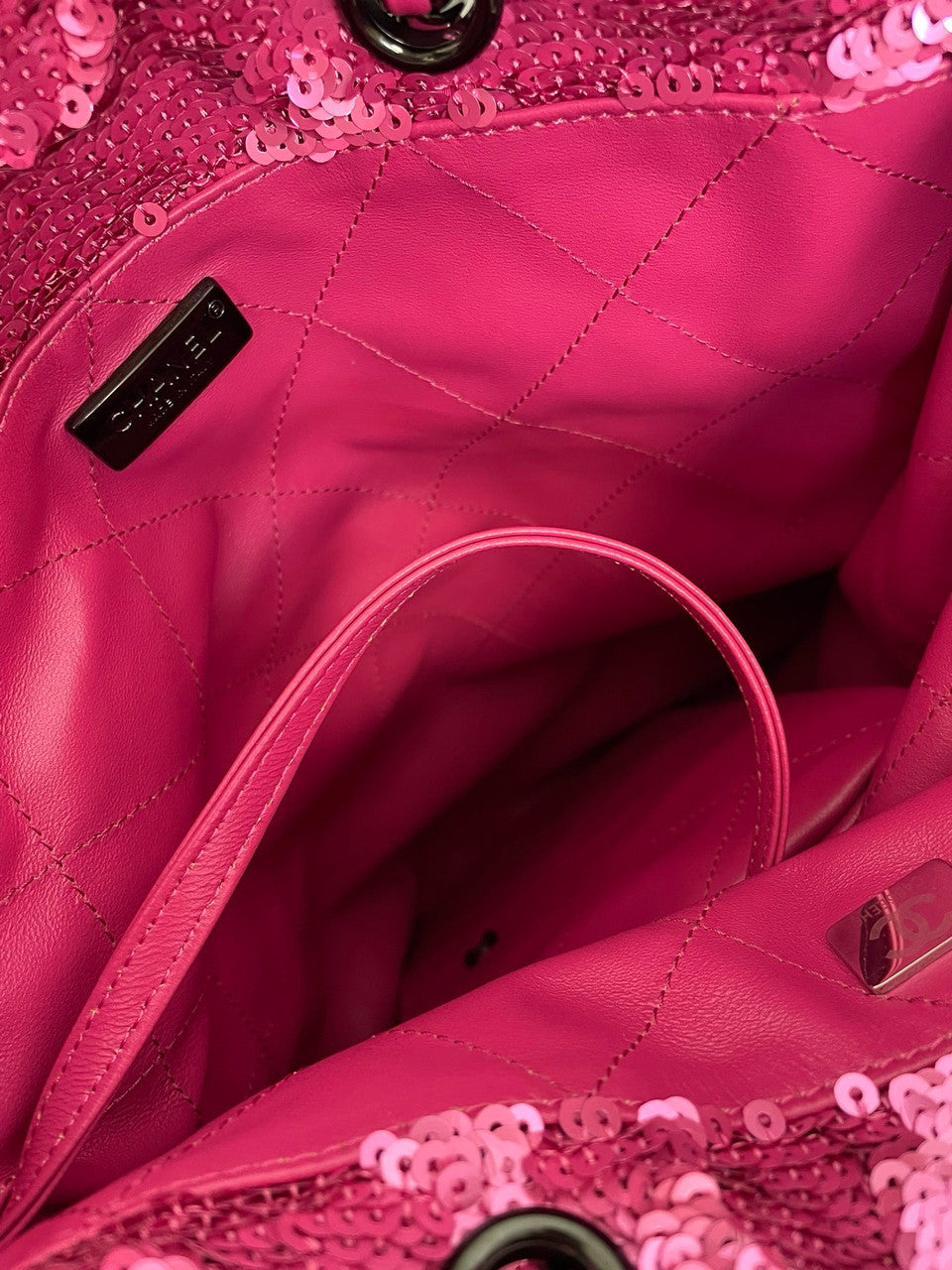 Chanel Sequins Shopping Bag Dark Pink SS2024