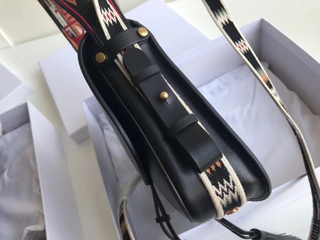 Christian Dior DIORODEO CALFSKIN FLAP BAG Black