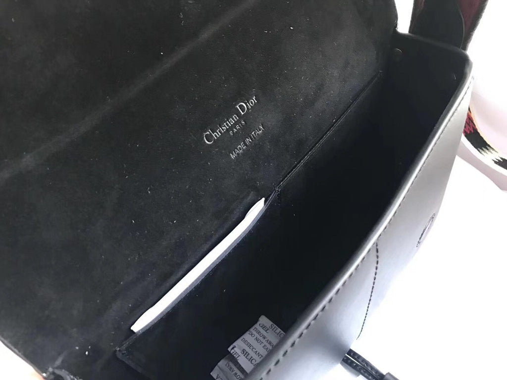 Christian Dior DIORODEO CALFSKIN FLAP BAG Black