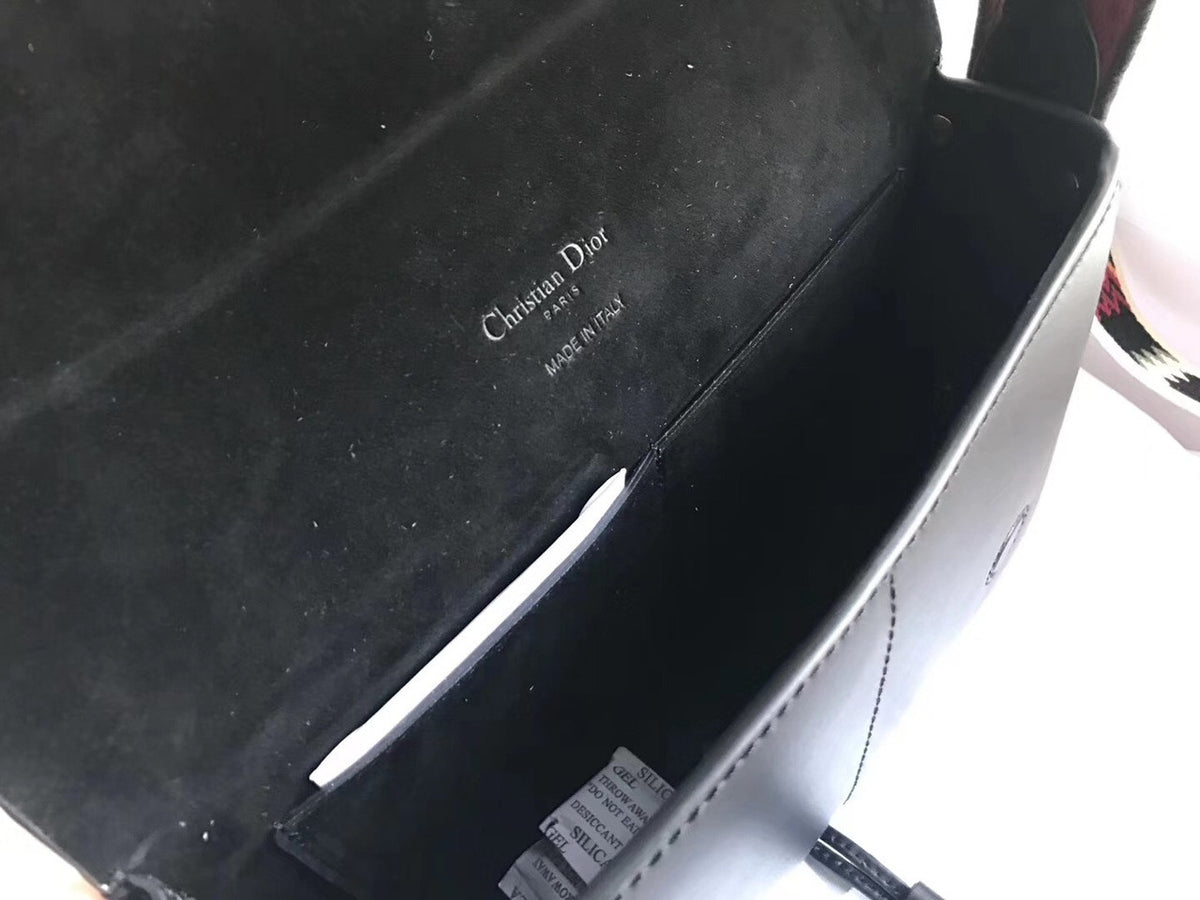 Christian Dior DIORODEO CALFSKIN FLAP BAG Black