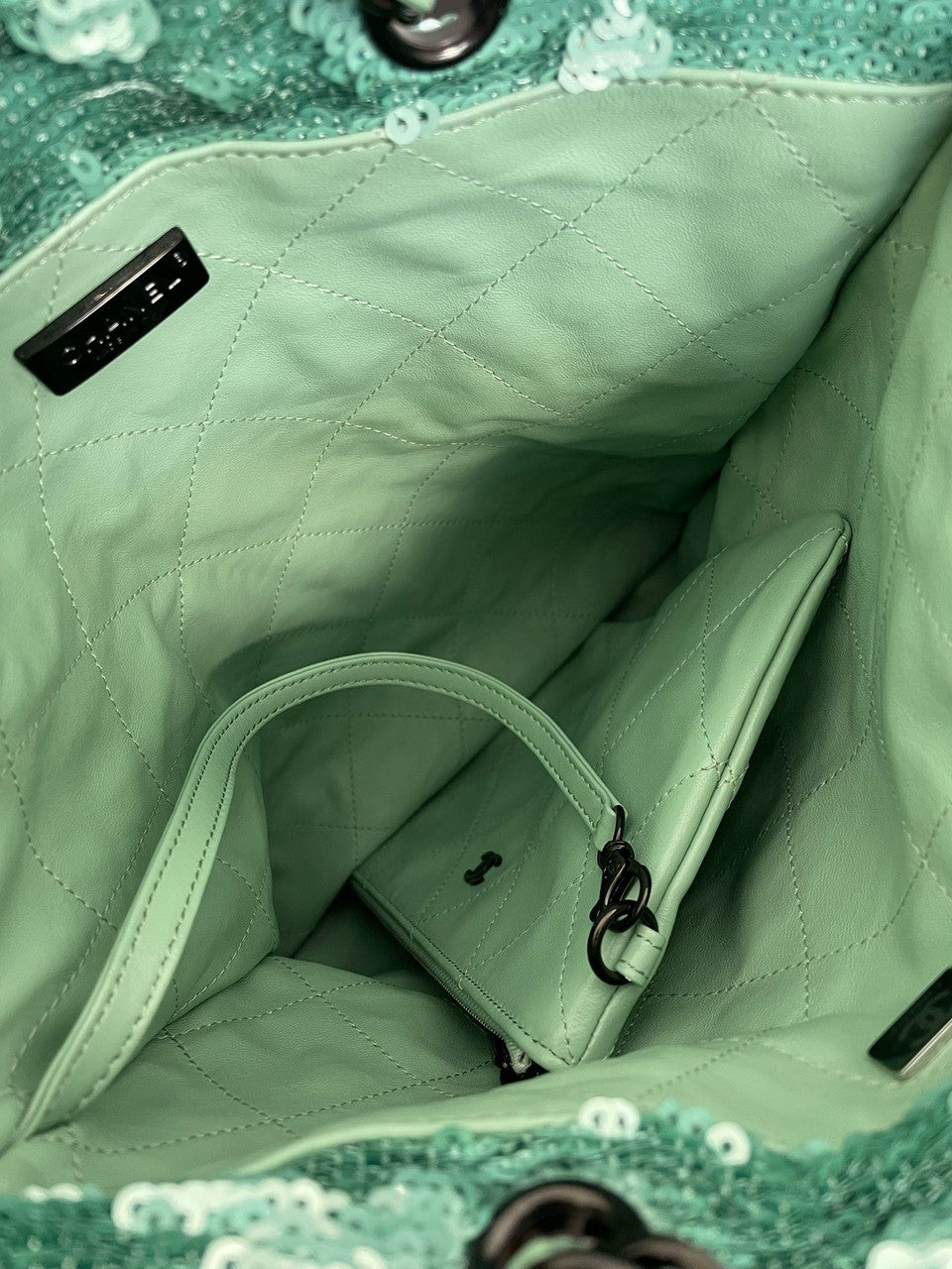 Chanel Sequins Shopping Bag Green SS2024