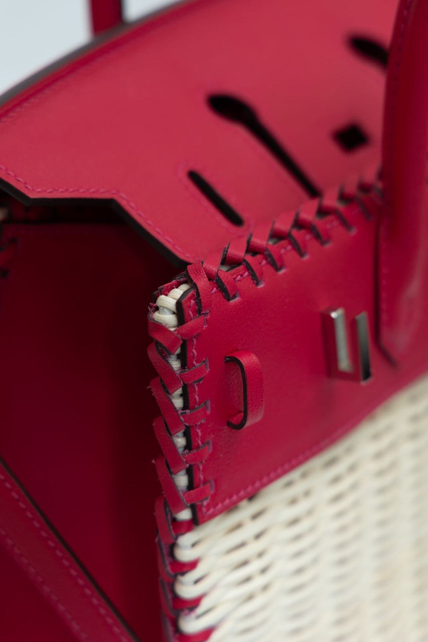 [Exclisuve] Hermes Limited Edition Picnic Birkin 25 Sellier Wicker and Rose Barenia leather  SS 2021