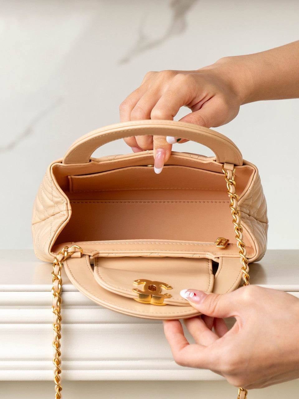 Chanel Kelly Mini Shopping Bag  Apricot Chanel