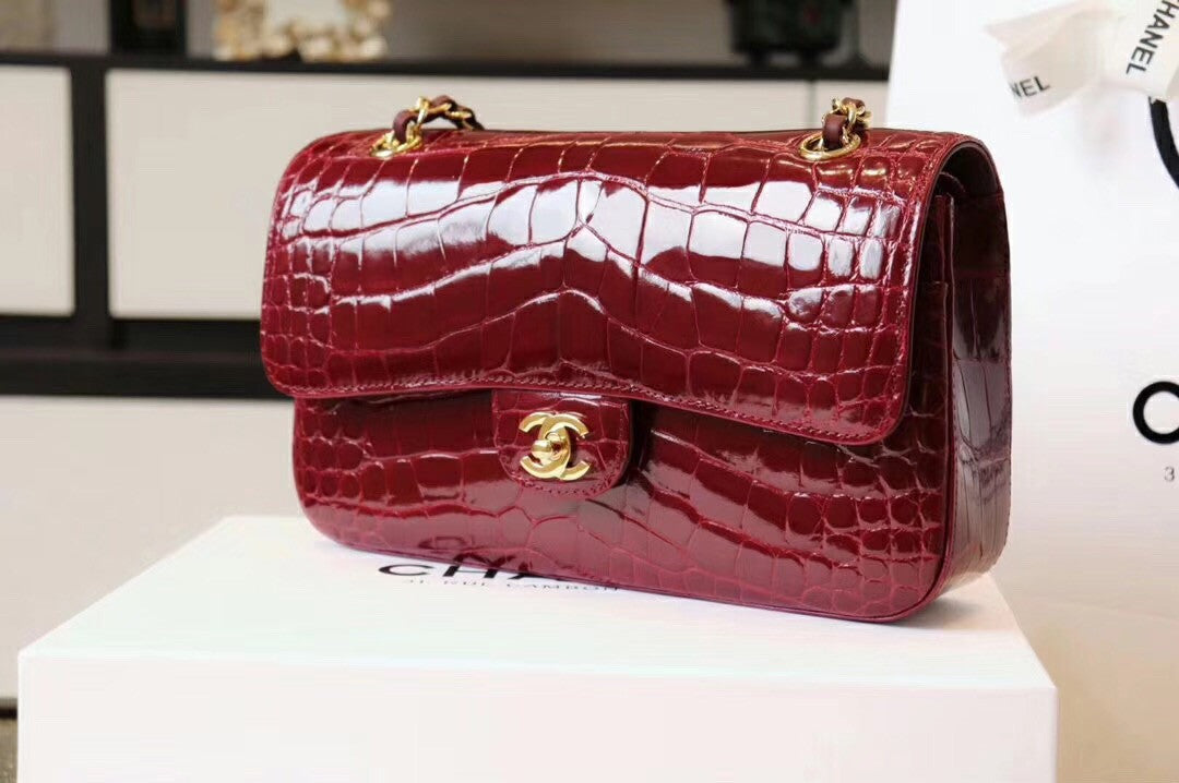 Chanel Red  Shinny Alligator Mini Flap Bag