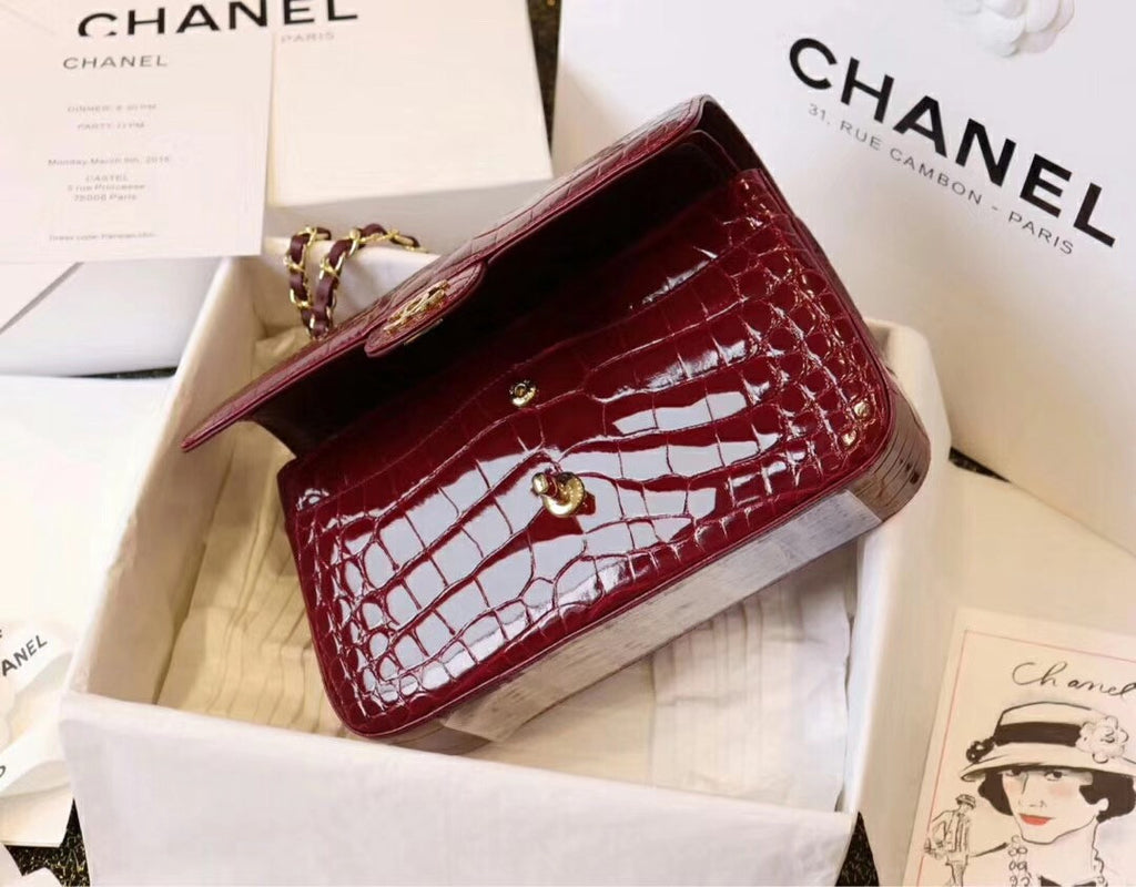 Chanel Red  Shinny Alligator Mini Flap Bag