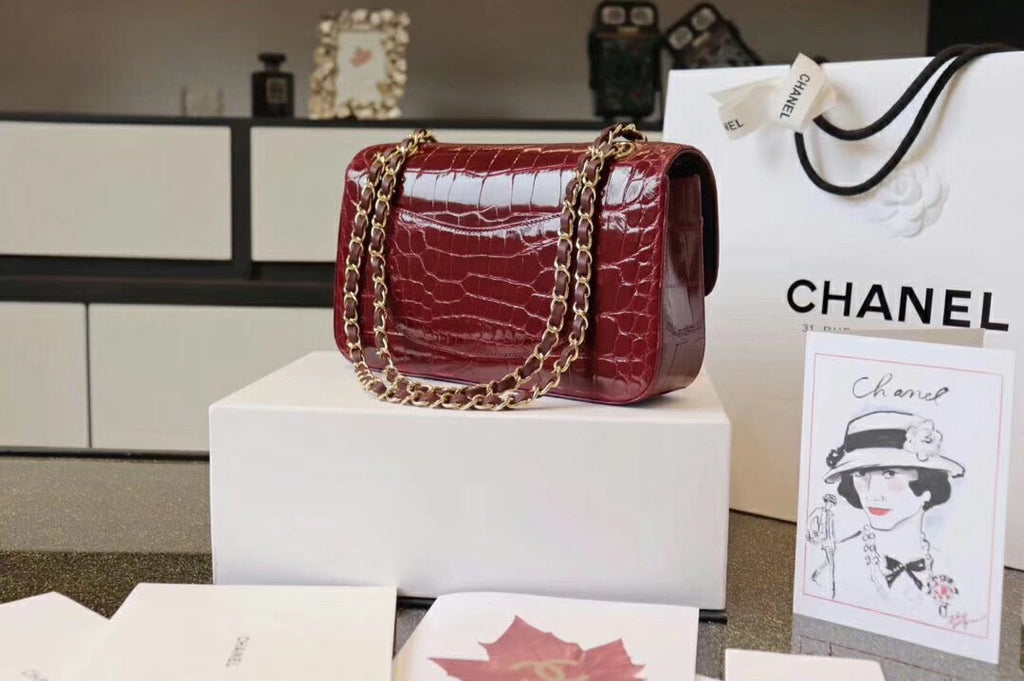 Chanel Red  Shinny Alligator Mini Flap Bag