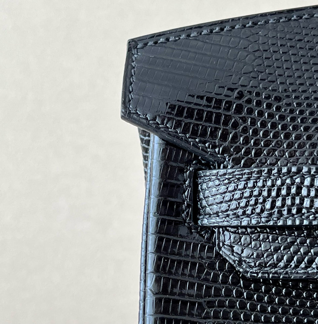 Hermes Black Lizard Birkin Bag 25cm Gold Hardware