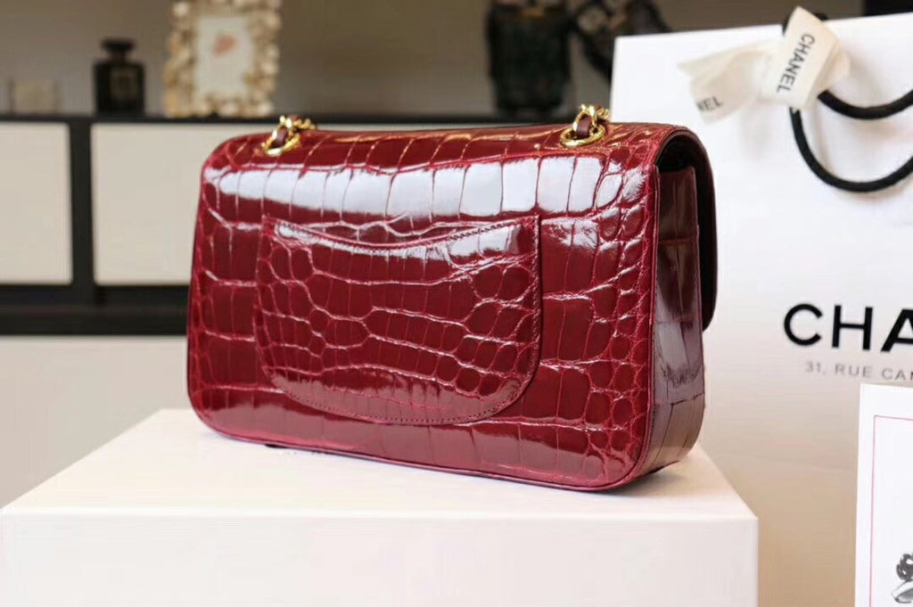 Chanel Red  Shinny Alligator Mini Flap Bag