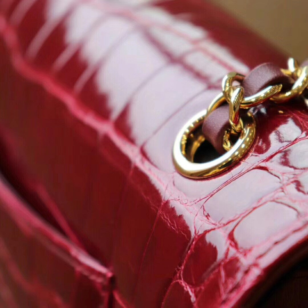 Chanel Red  Shinny Alligator Mini Flap Bag
