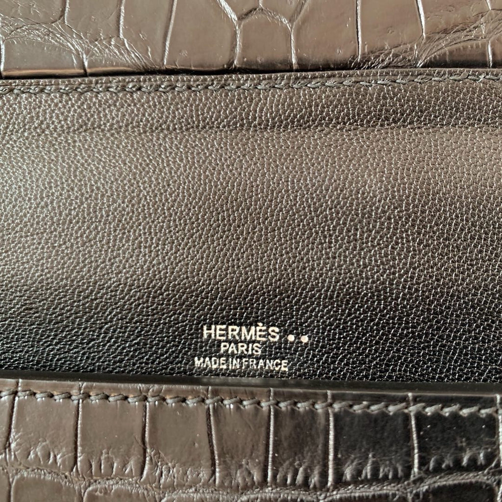 Hermes Kelly 24/24 Black Nilo Crocodile  with Palladium Hardware