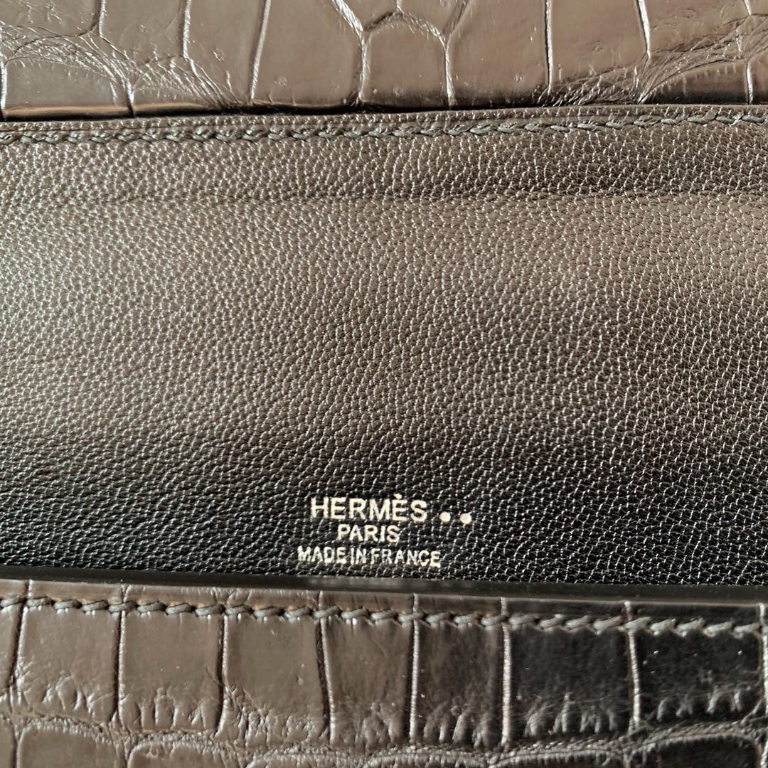 Hermes Kelly 24/24 Black Nilo Crocodile  with Palladium Hardware