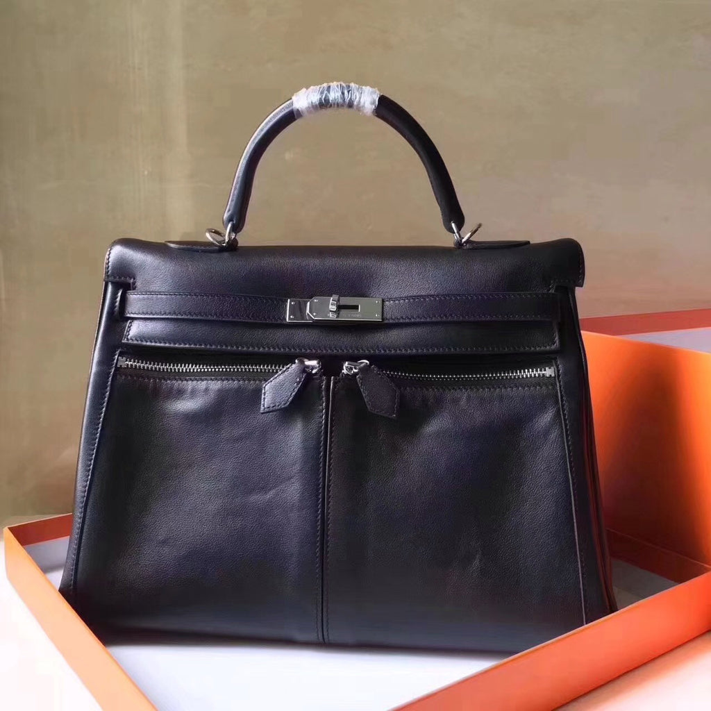 Hermes Kelly Lakis 35 Bag Black