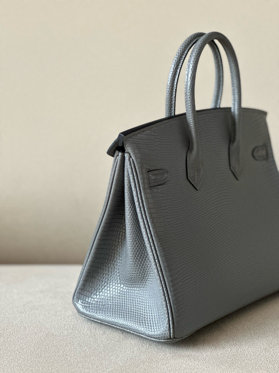 Hermes Grey Lizard Birkin Bag 25cm Palladium Hardware