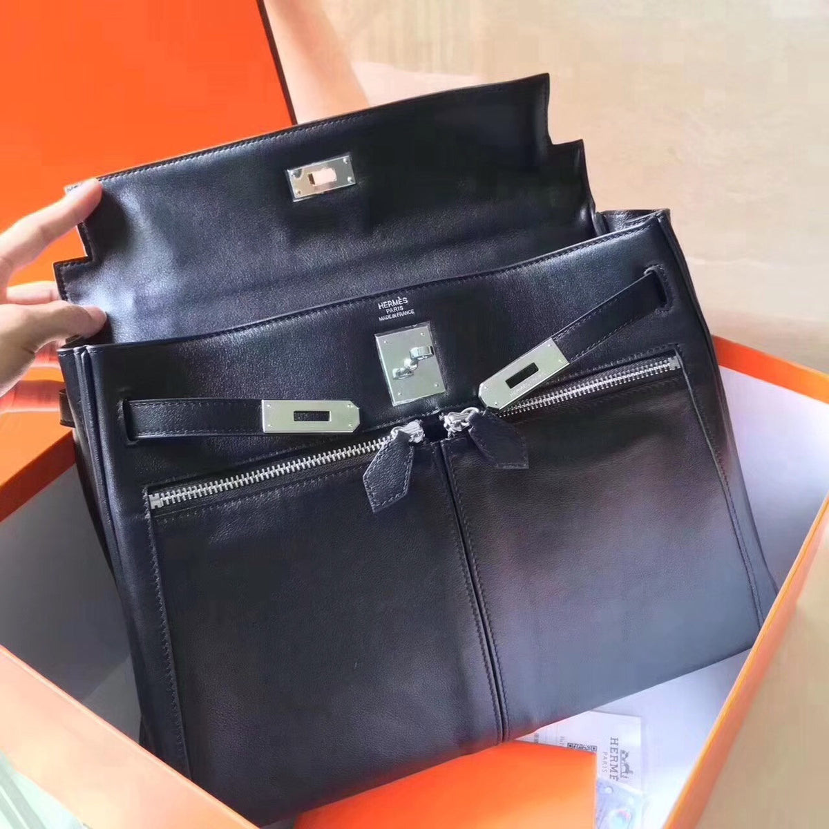 Hermes Kelly Lakis 35 Bag Black