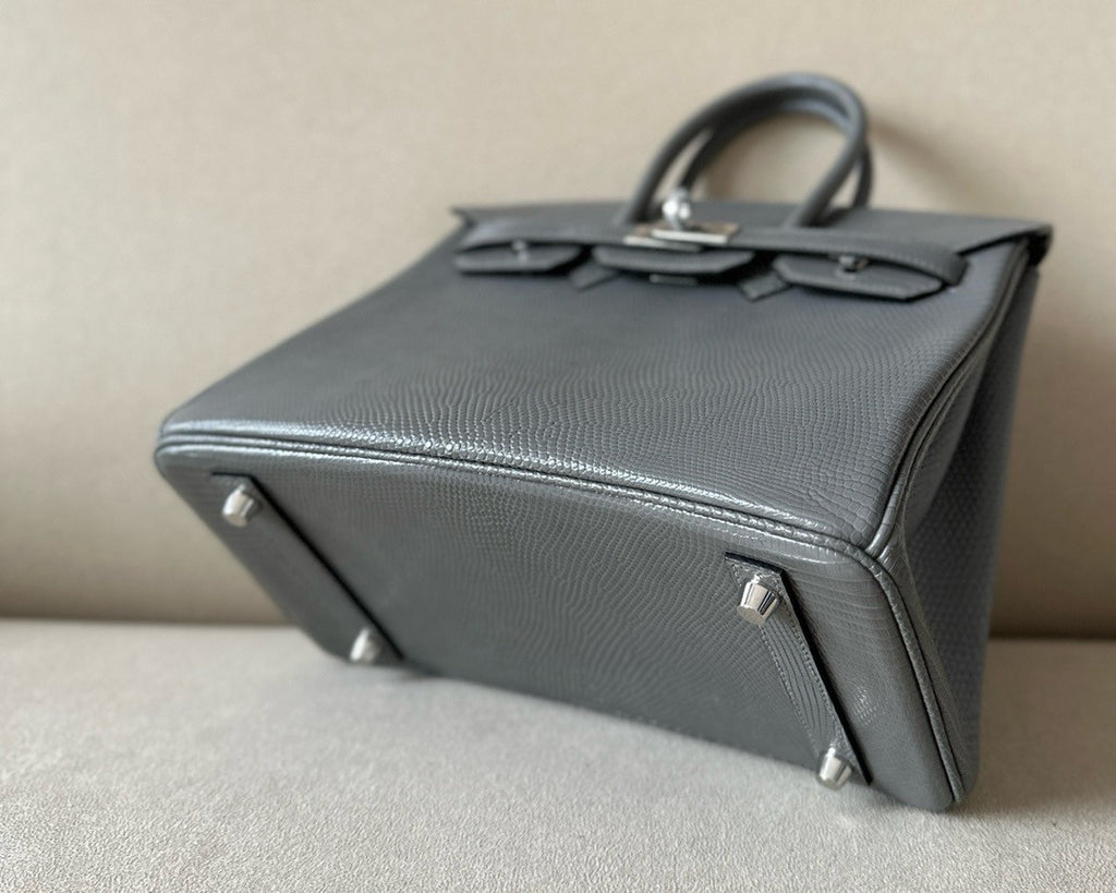 Hermes Grey Lizard Birkin Bag 25cm Palladium Hardware