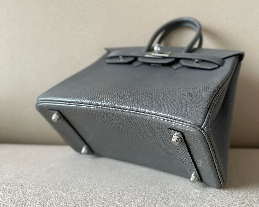 Hermes Grey Lizard Birkin Bag 25cm Palladium Hardware