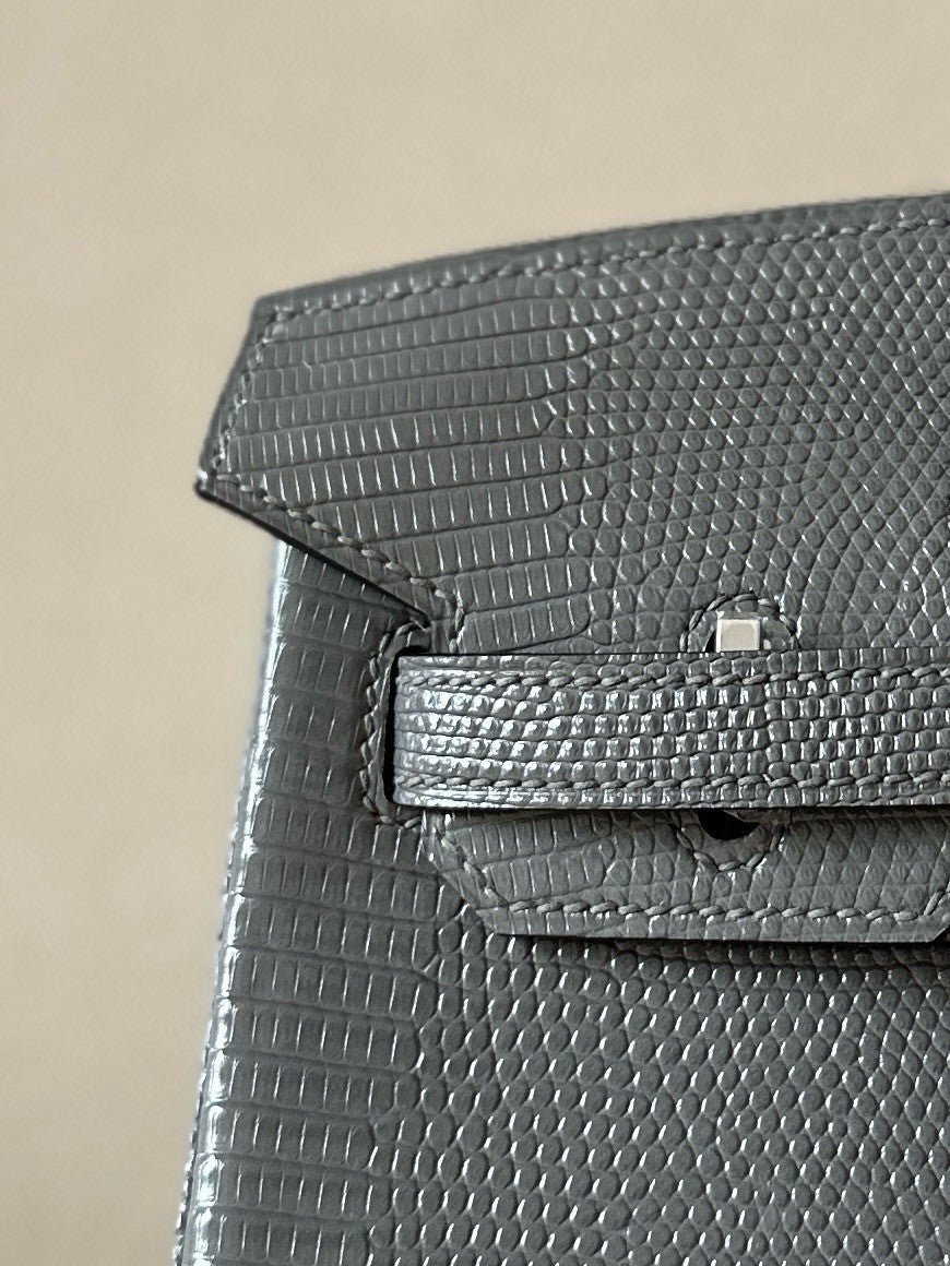 Hermes Grey Lizard Birkin Bag 25cm Palladium Hardware