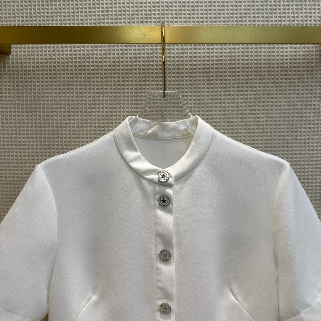 Christian Dior SHORT FLARED DRESS White Wool and Silk
