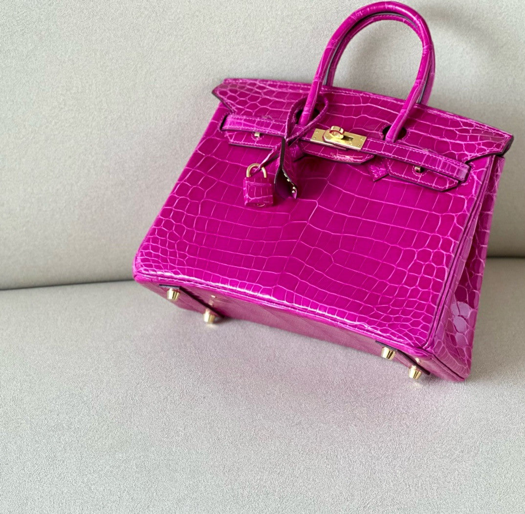 Hermes Rose Scheherazade Birkin Bag 25cm Niloticus Crocodile Gold Hardware