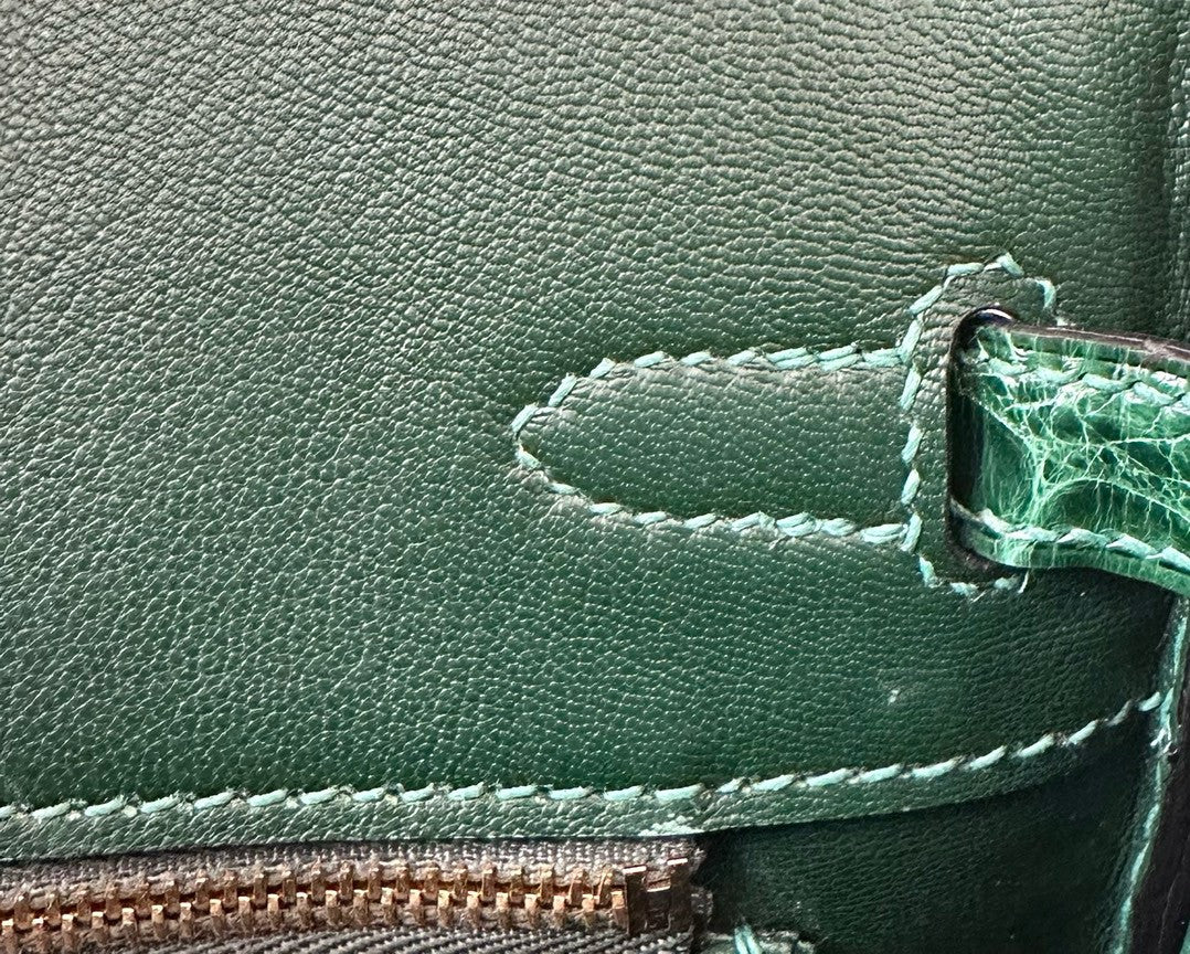 Hermes VERT FORET Birkin Bag 25cm Niloticus Crocodile Gold Hardware