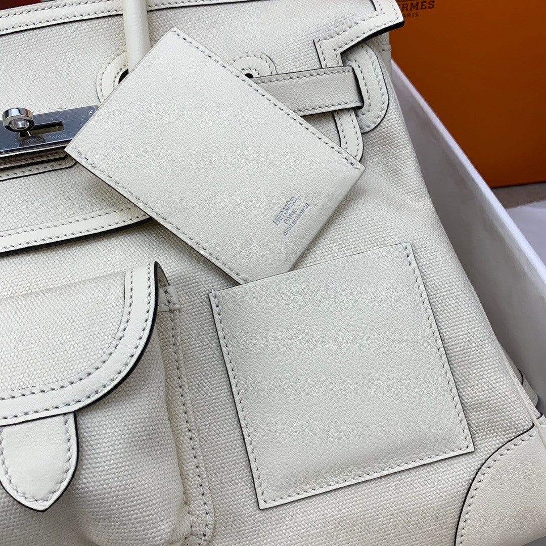 Hermes Limited Edition Cargo Birkin 35 cm Craie Swift and  canvas