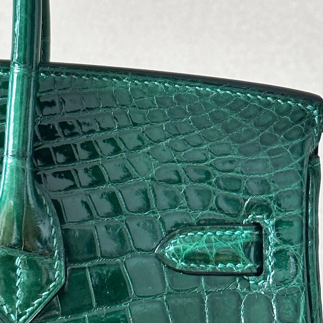 Hermes VERT FORET Birkin Bag 25cm Niloticus Crocodile Gold Hardware