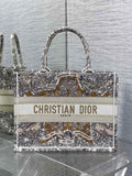 Christian Dior Medium Dior Book Tote Latte Embroidery with Gold-Tone Dior Around the World Motif