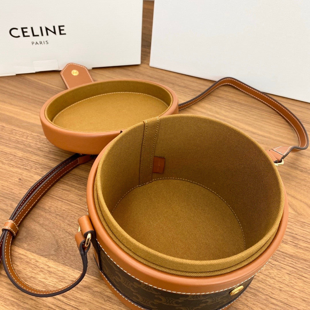 Celine MEDIUM TAMBOUR BAG IN TRIOMPHE CANVAS