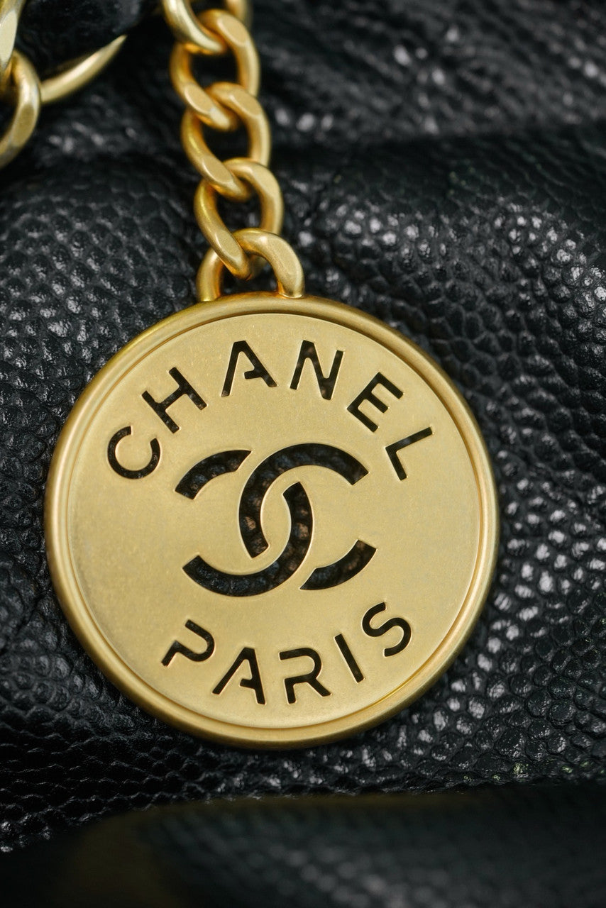 CHANEL 22 HANDBAG Caviar Black with Gold Hardware Medium SS 2024