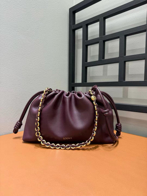 Loewe Flamenco Purse bag in mellow nappa lambskin Dark Burgundy